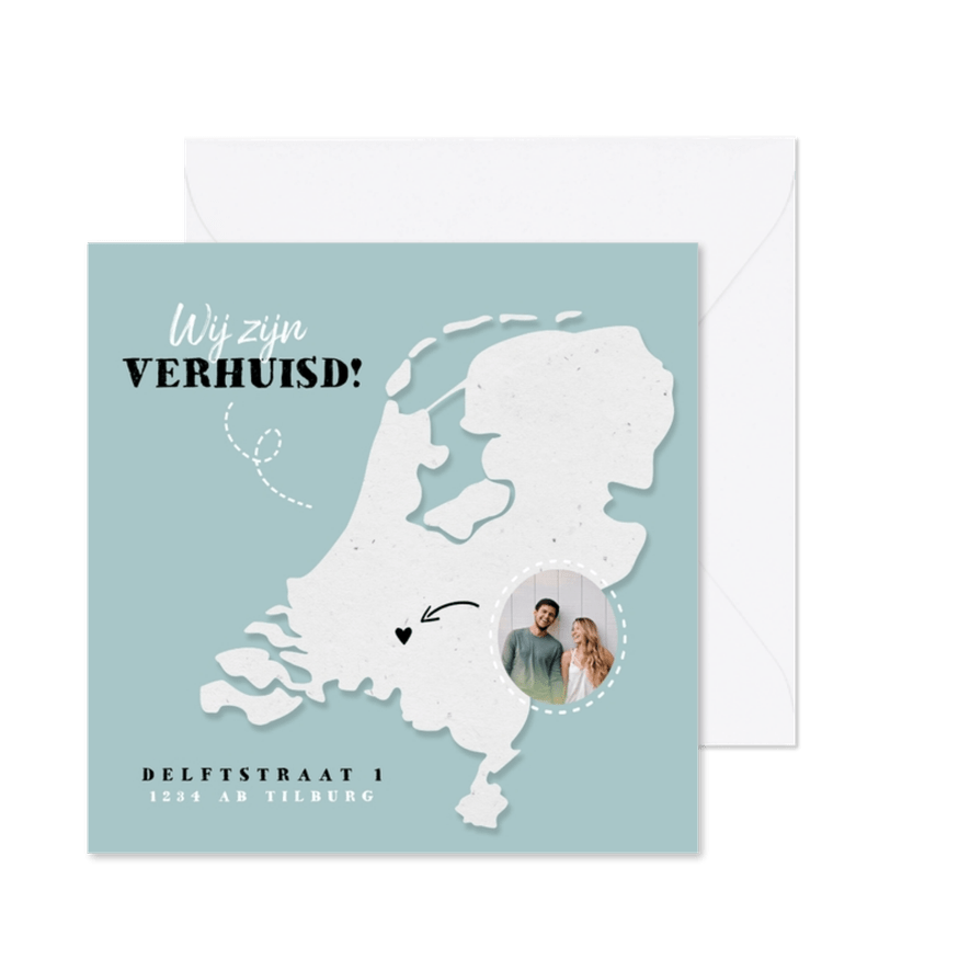 Verhuiskaart plattegrond van Nederland met foto - Kaartimpressie