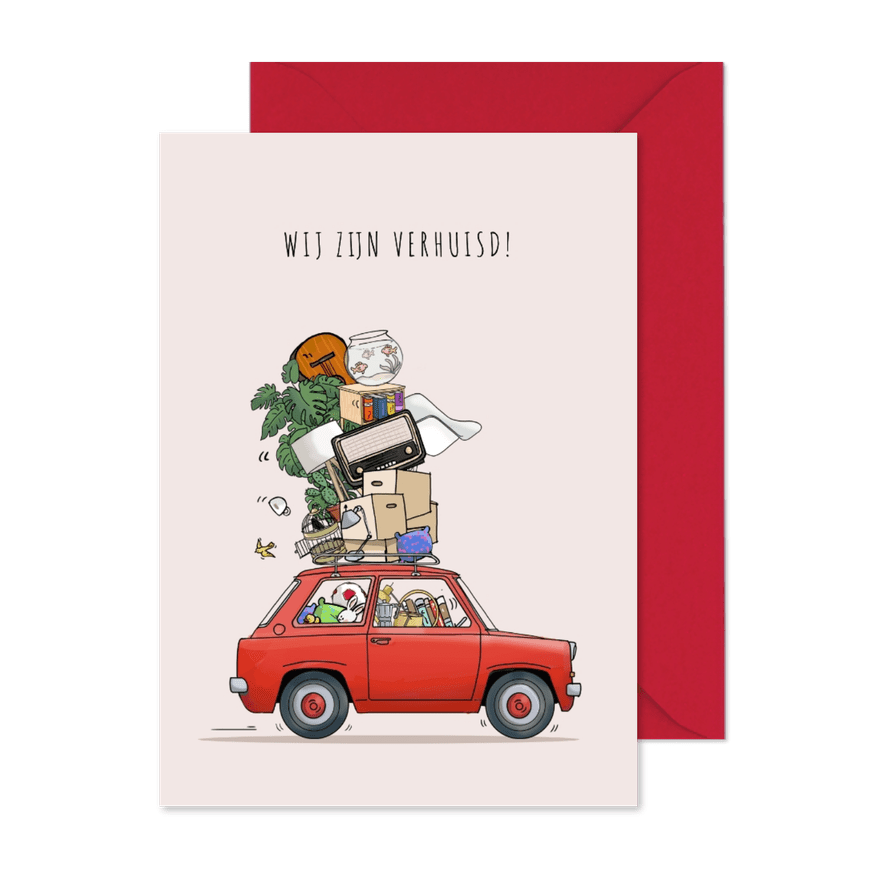 Verhuiskaart rode auto av - Kaartimpressie