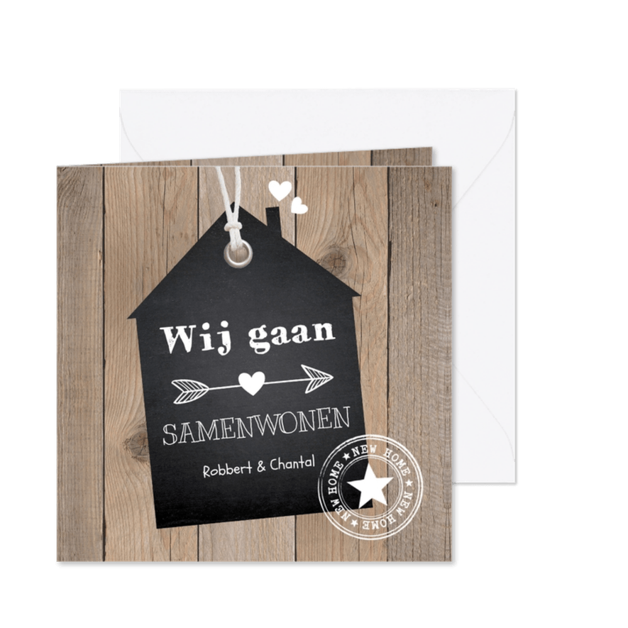 Verhuiskaart samenwonen label huis houtlook - Kaartimpressie