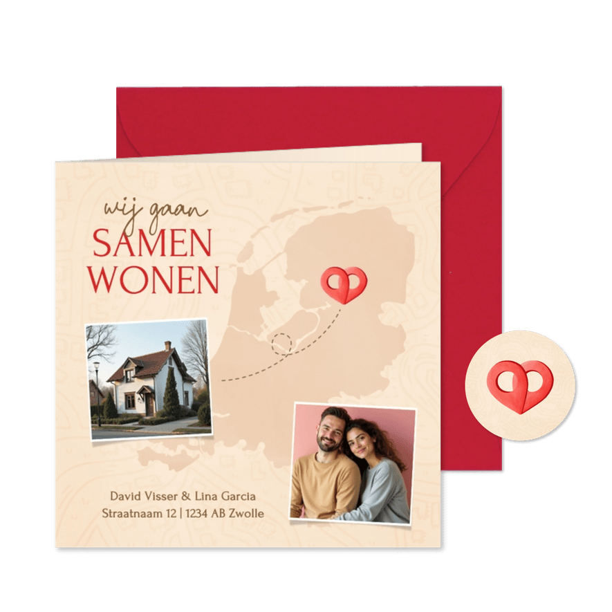 Verhuiskaart samenwonen nederland locatie pin hartje foto's - Kaartimpressie