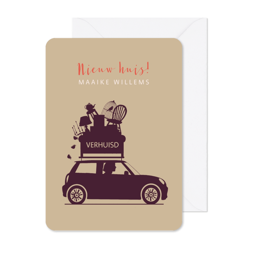 Verhuiskaart silhouet mini kraftlook - Kaartimpressie