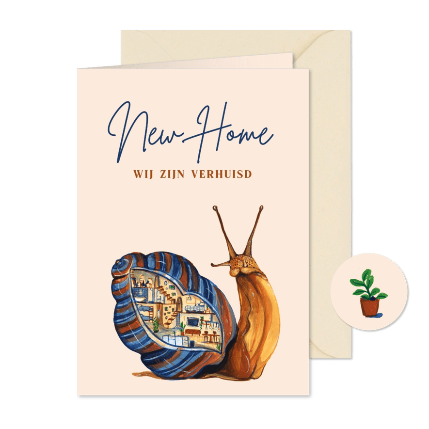 Verhuiskaart slak met slakkenhuis - Kaartimpressie