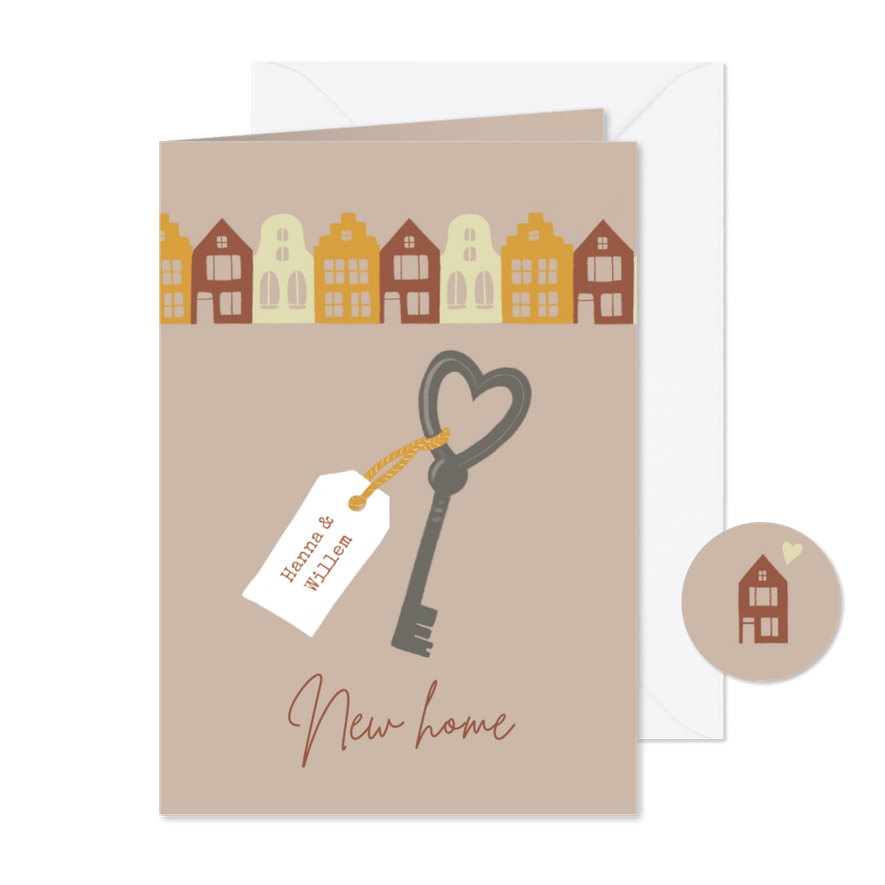 Verhuiskaart sleutel en huizen - Kaartimpressie