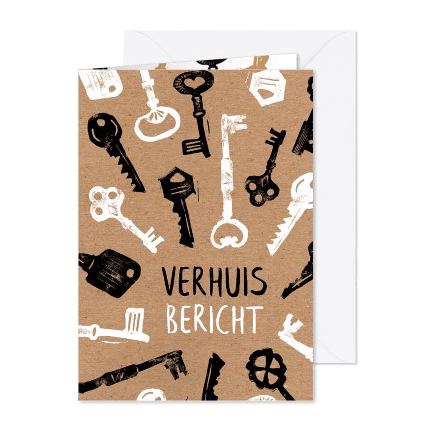 Verhuiskaart sleutel stempels - Kaartimpressie