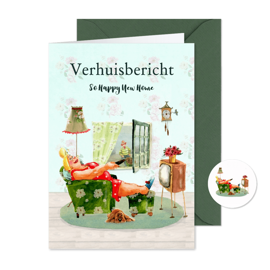 Verhuiskaart so happy new home - Kaartimpressie