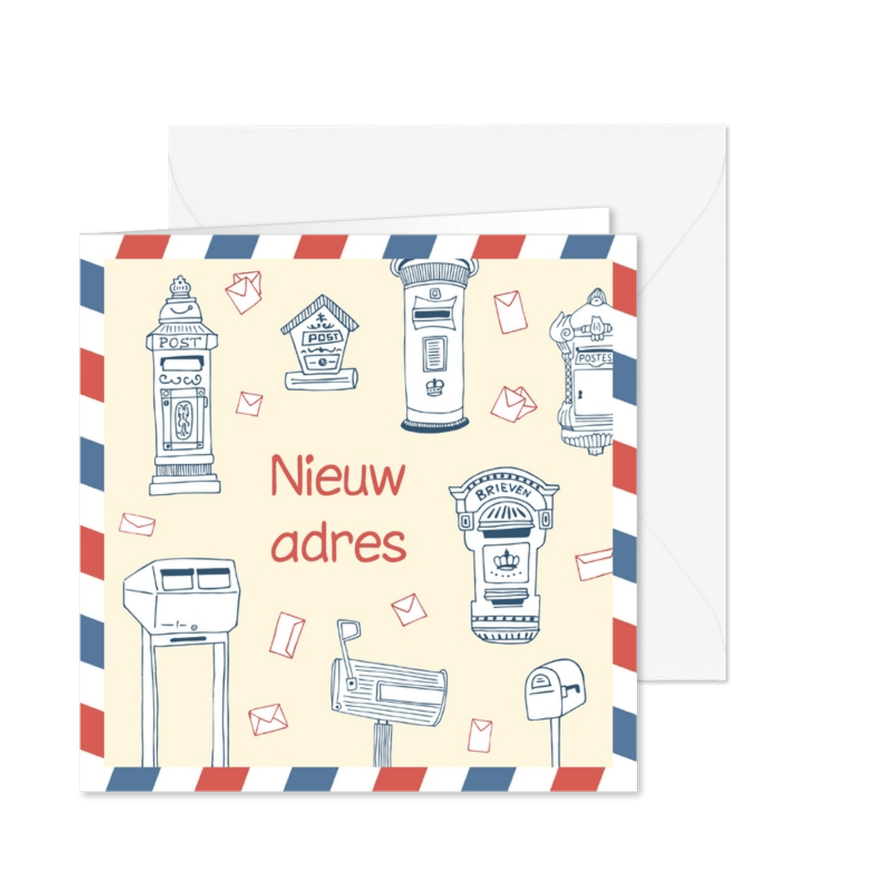 Verhuiskaart tekening brievenbus - Kaartimpressie