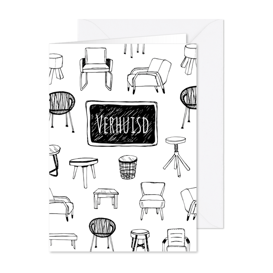 Verhuiskaart trendy meubels - Kaartimpressie