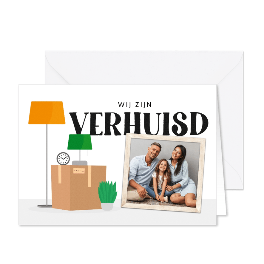 Verhuiskaart verhuisspullen foto plant dozen - Kaartimpressie