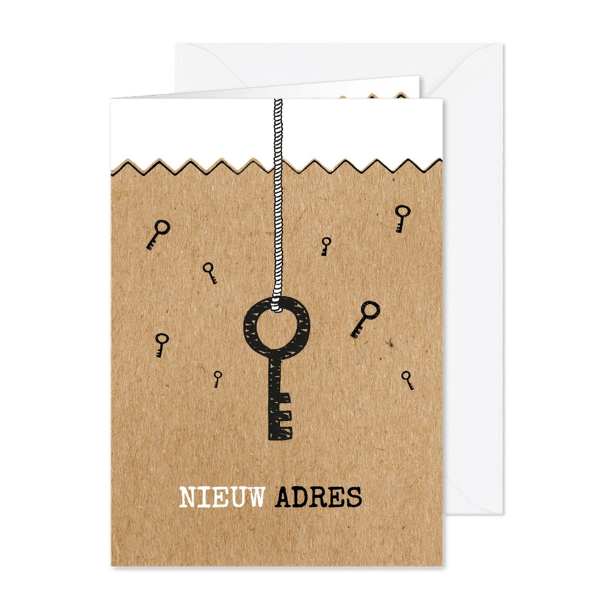 Verhuiskaart voor adreswijziging kraft look - Kaartimpressie