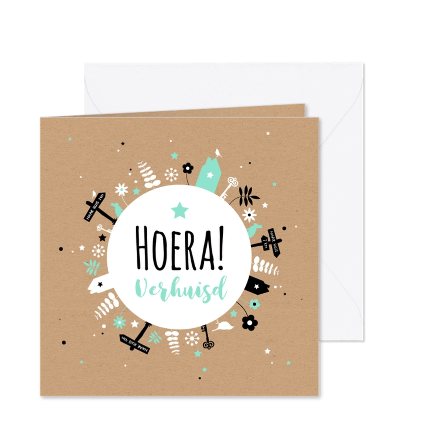 Verhuizen - Cirkel met illustraties - Kaartimpressie