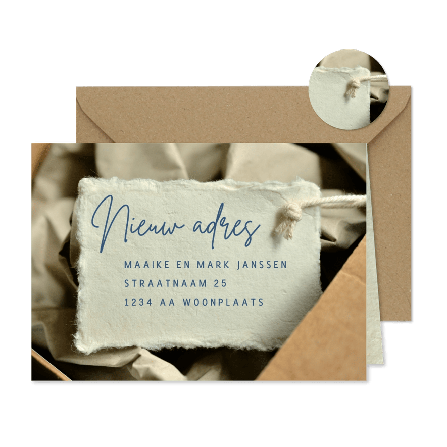 Verhuizen verhuisdoos met label - Kaartimpressie