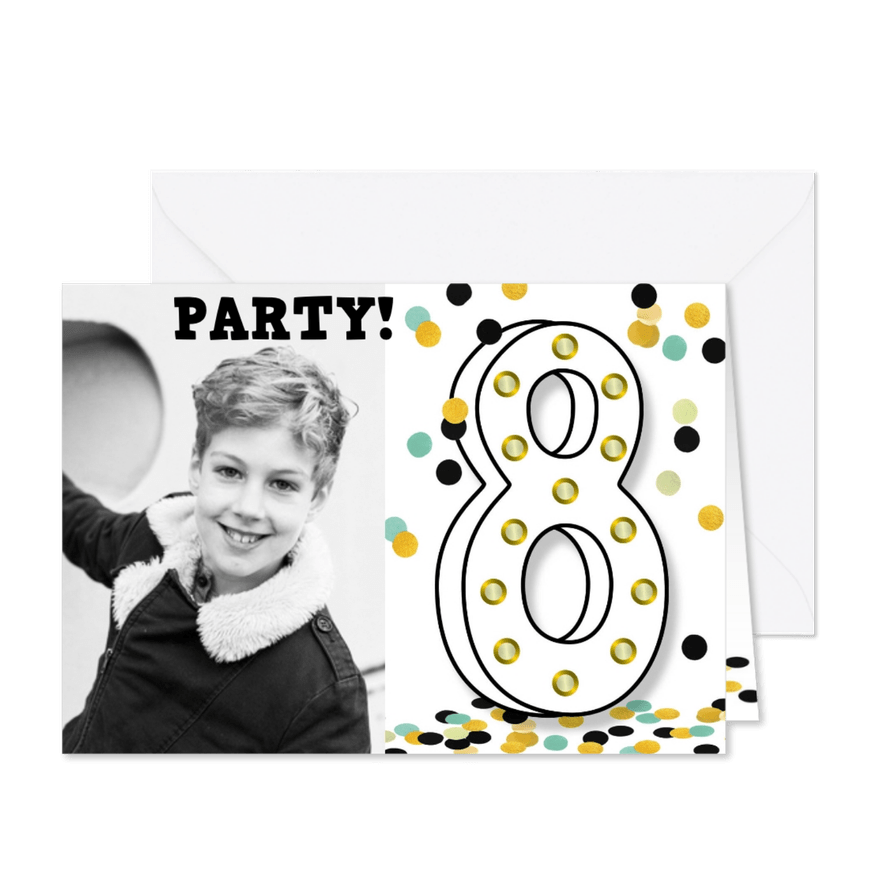 verjaardag 8 jaar hip lichtjes - Kaartimpressie