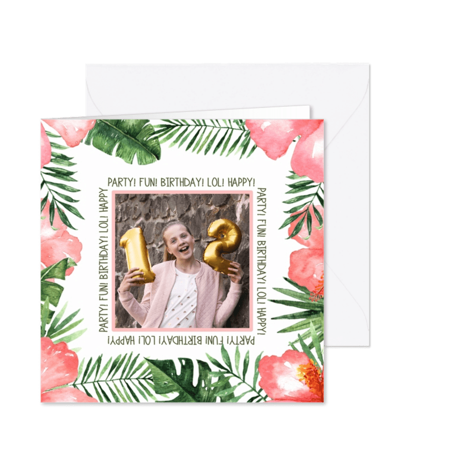 Verjaardag/uitnodigingkaart Tropical - WW - Kaartimpressie