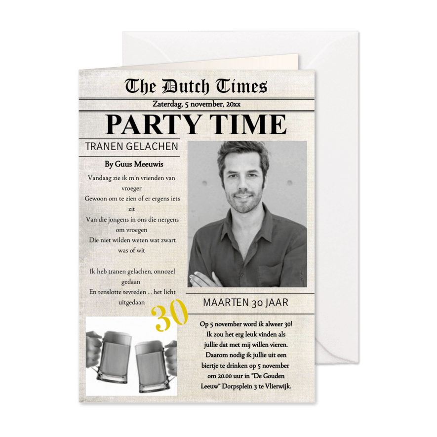 Verjaardagsfeest Krant Feest - Kaartimpressie