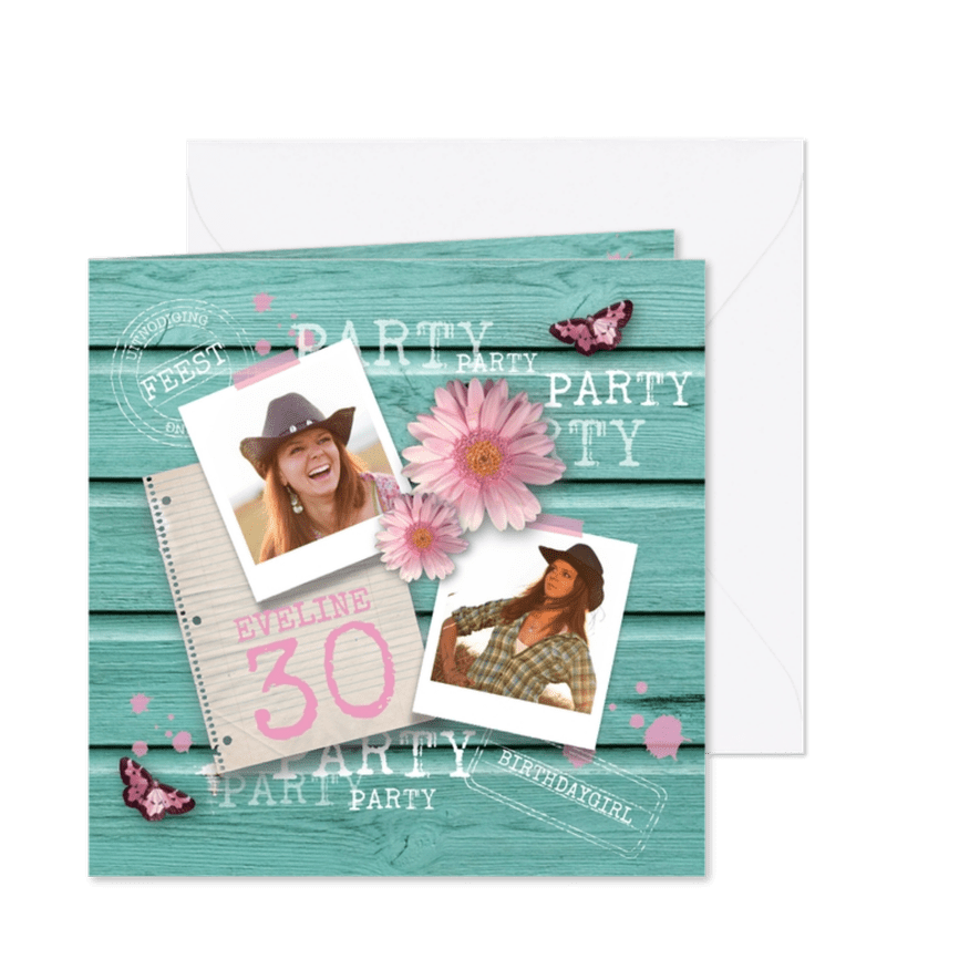 Verjaardagsfeest vrouw party - Kaartimpressie