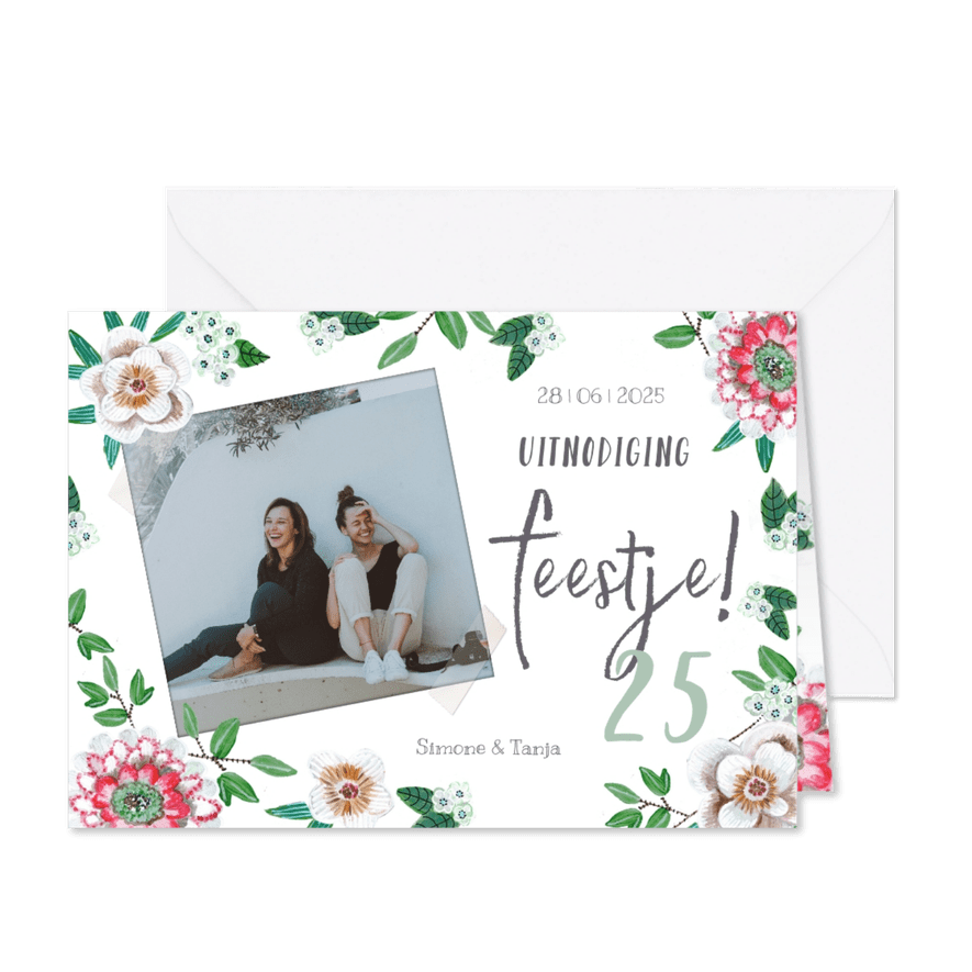 Verjaardagsfeestje 25 jaar Botanisch bloemen - Kaartimpressie