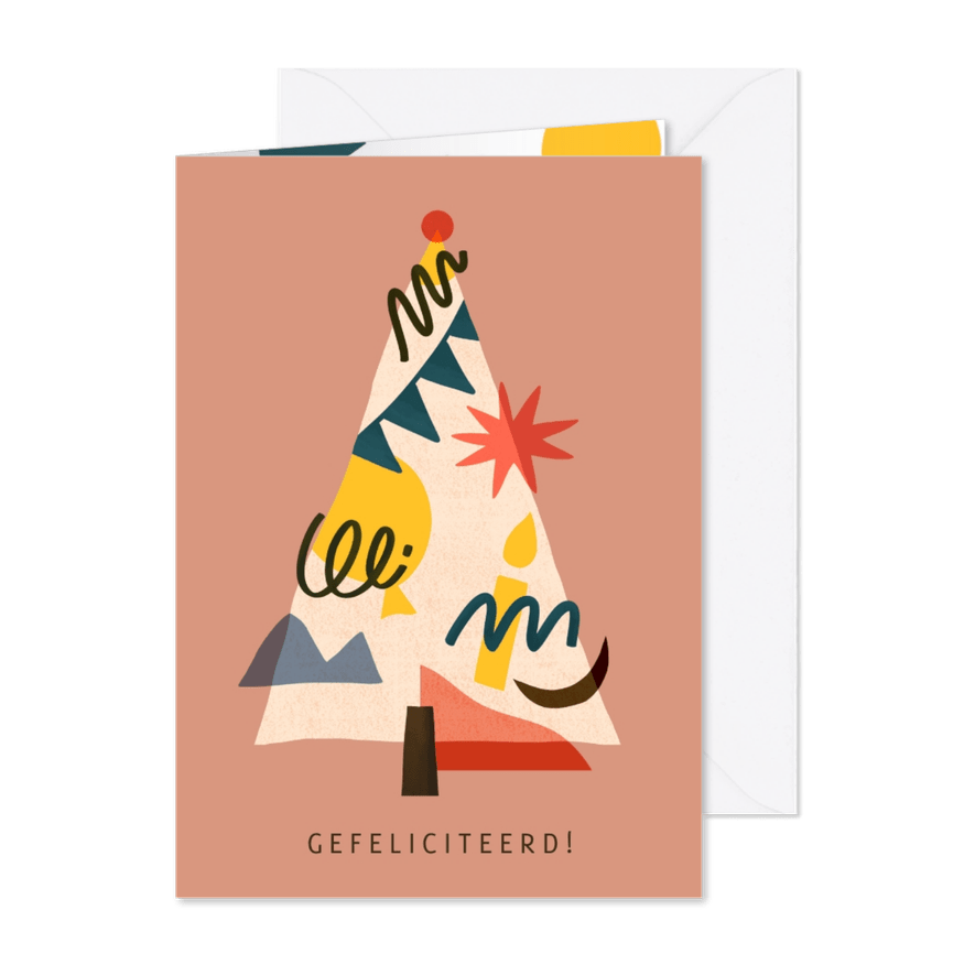 Verjaardagskaart feestelijke kerstboom - Kaartimpressie