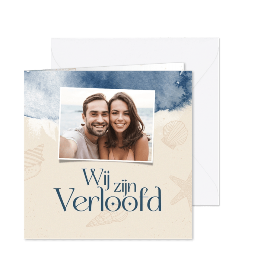 Verlovingskaart wij zijn verloofd strand waterverf - Kaartimpressie