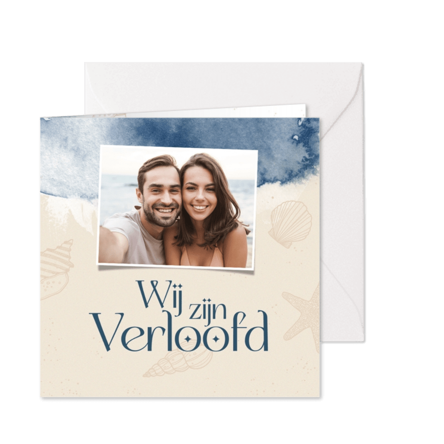 Verlovingskaart wij zijn verloofd strand waterverf - Kaartimpressie