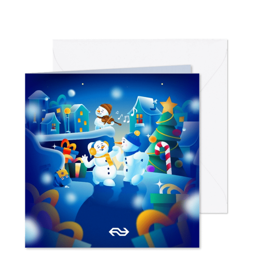Vierkant kerstkaartje NS Wintercity - Kaartimpressie