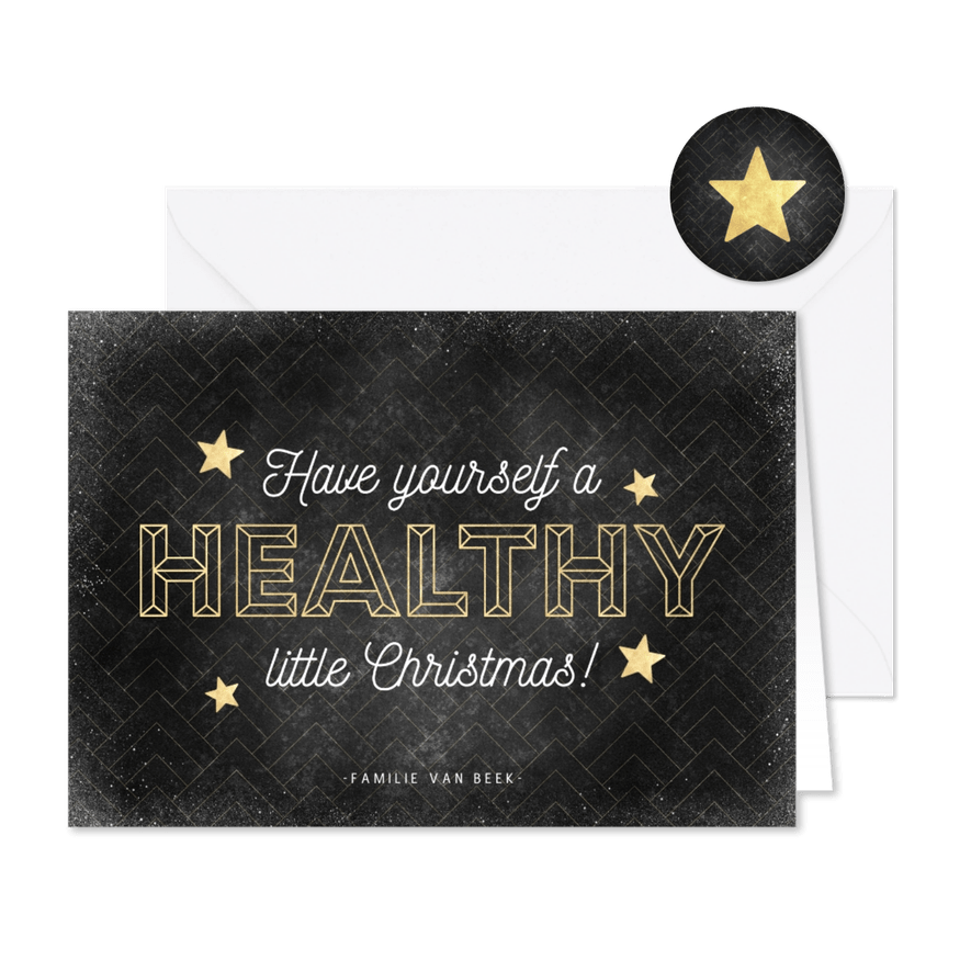 Vintage kerstkaart Have yourself a healthy little Christmas - Kaartimpressie