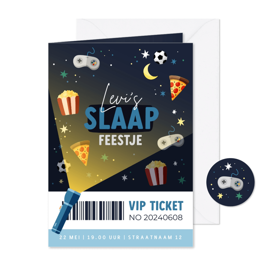 VIP ticket slaapfeestje games voetbal en sterren - Kaartimpressie