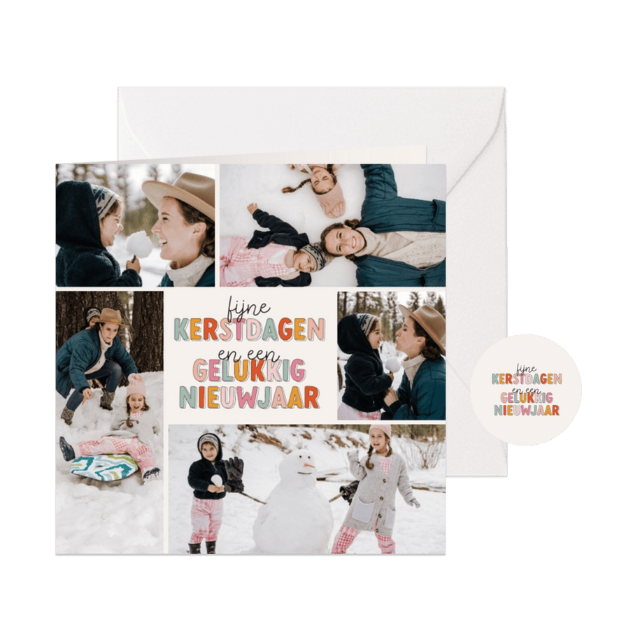 Vrolijk kerstkaartje met fotocollage kleurrijk - Kaartimpressie