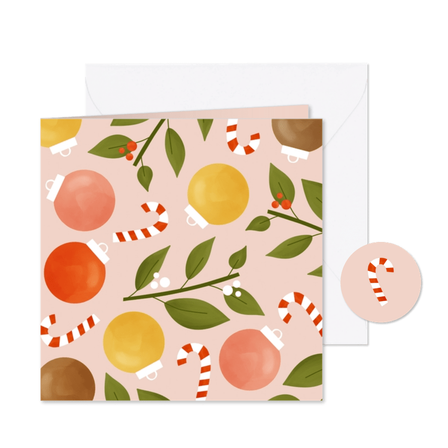 Vrolijk kerstkaartje patroon zonder tekst - Kaartimpressie