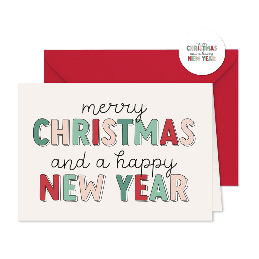 Vrolijk kerstkaartje typografische kerstwens groot - Kaartimpressie