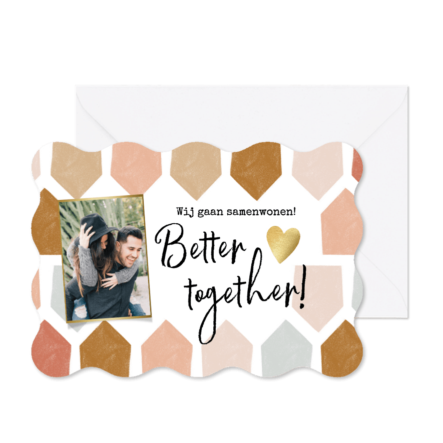 Vrolijk verhuisbericht samenwonen huisjes  - Kaartimpressie