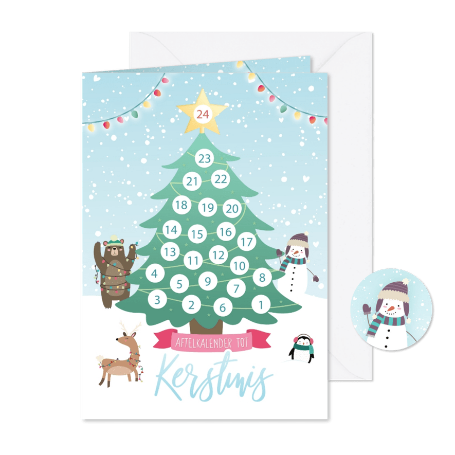 Vrolijke aftelkalender tot kerstmis voor kinderen - Kaartimpressie