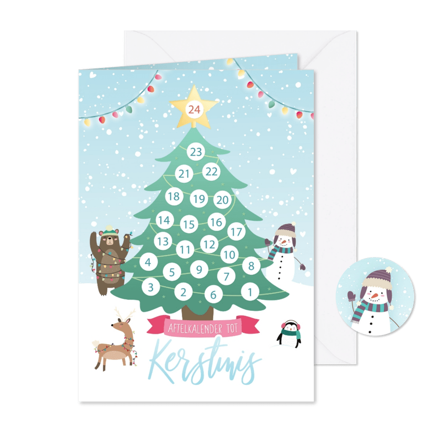 Vrolijke aftelkalender tot kerstmis voor kinderen  - Kaartimpressie