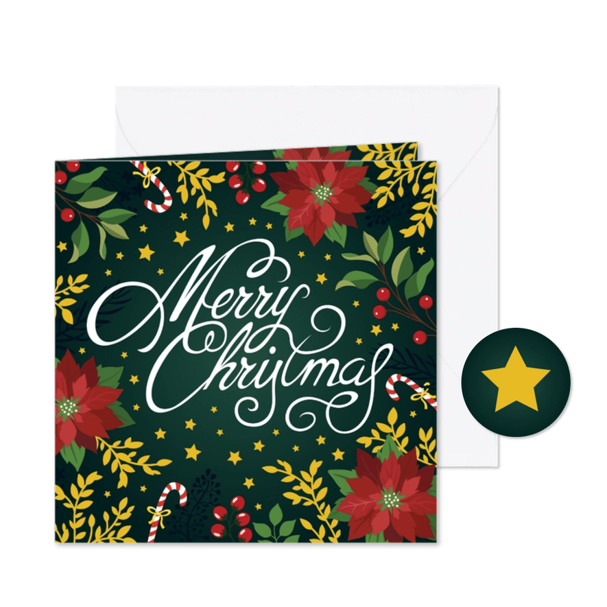 Vrolijke botanische kerstkaart - Kaartimpressie