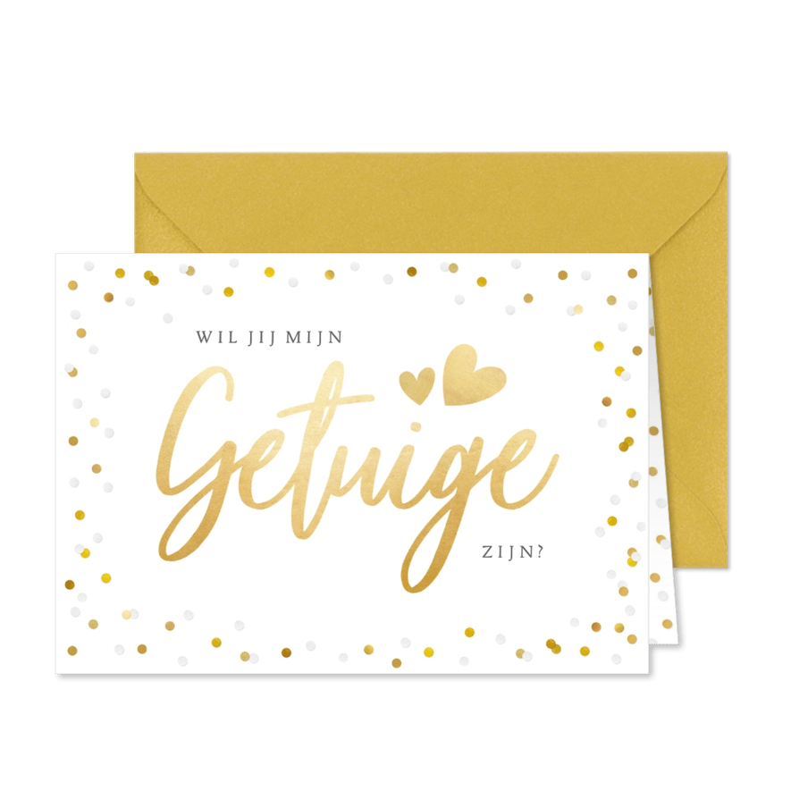 Vrolijke confetti kaart - wil je mijn getuige zijn? - Kaartimpressie