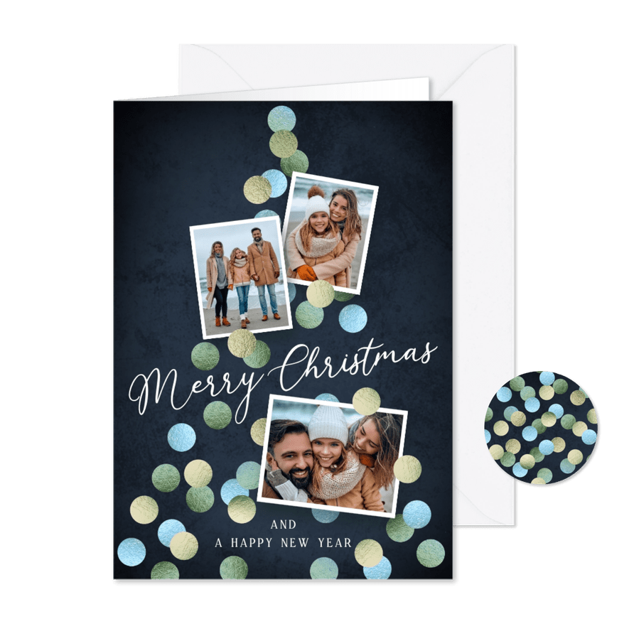 Vrolijke kerstkaart foto kerstboom - Kaartimpressie