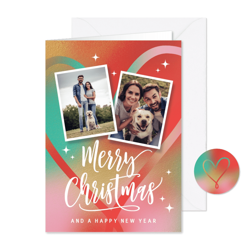 Vrolijke kerstkaart hart met foto - Kaartimpressie