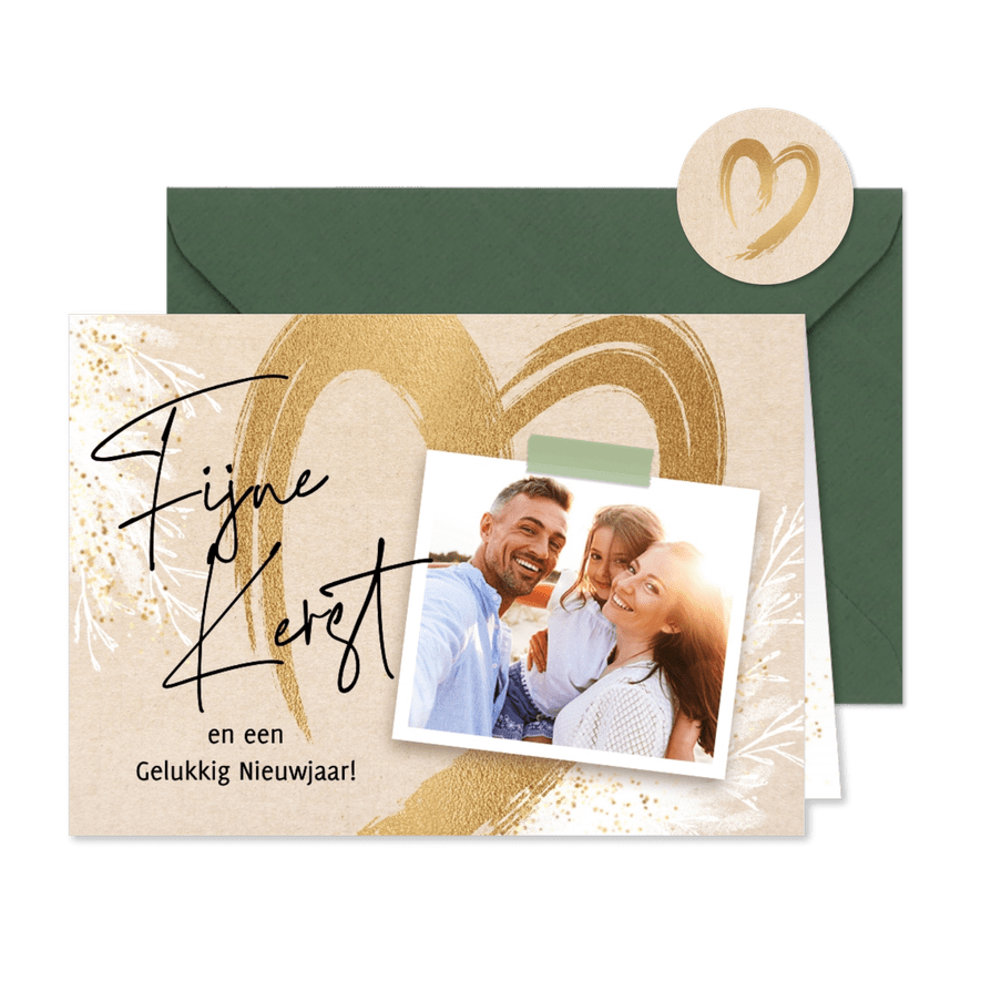 Vrolijke kerstkaart lief hart  - Kaartimpressie