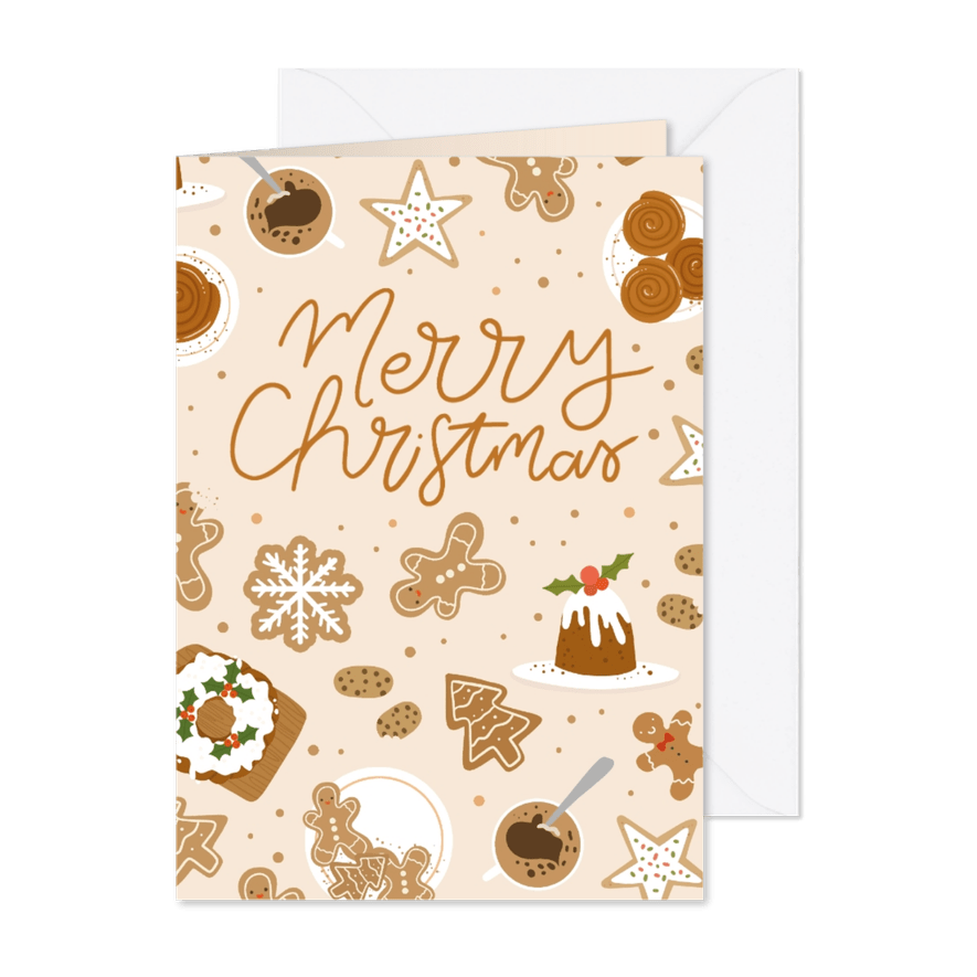 Vrolijke kerstkaart met kerst snacks - Kaartimpressie