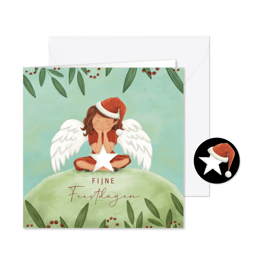 Vrolijke kerstkaart met Maastrichtse engel - Kaartimpressie