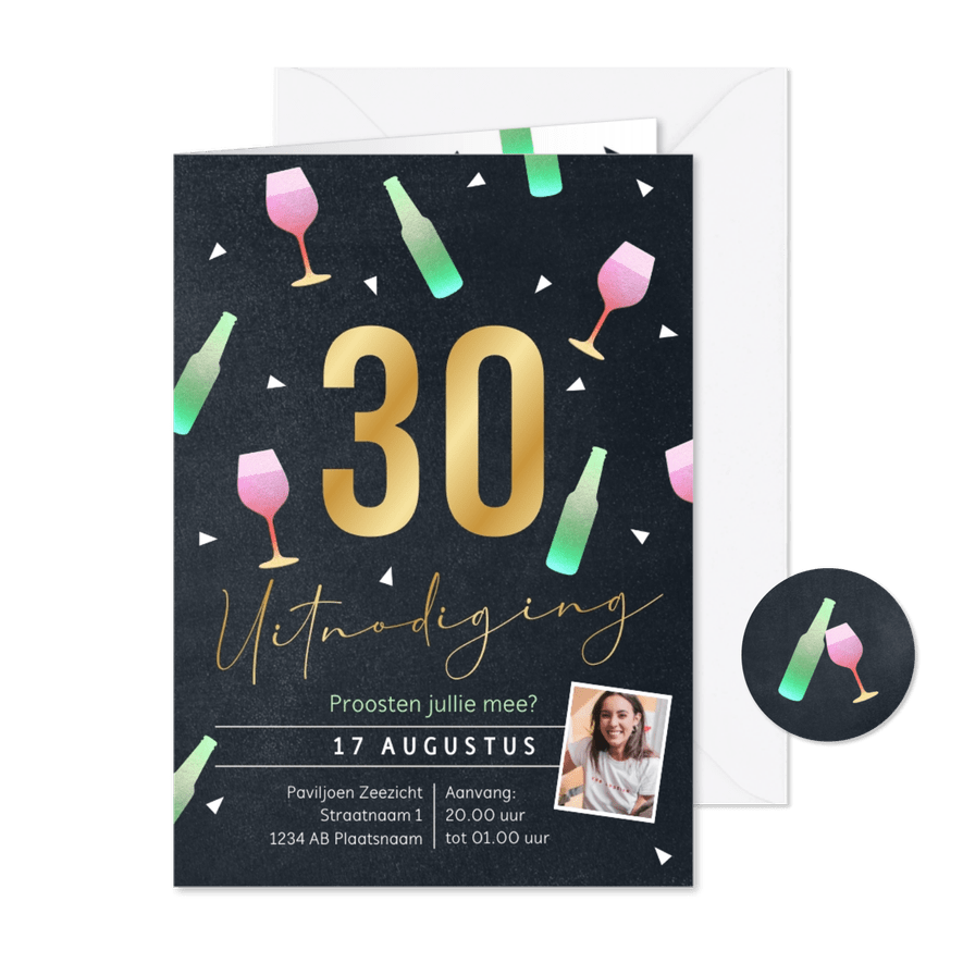 Vrolijke uitnodiging verjaardag feest man vrouw - Kaartimpressie