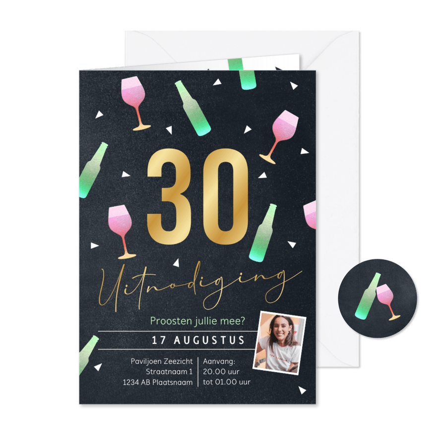 Vrolijke uitnodiging verjaardag feest man vrouw - Kaartimpressie
