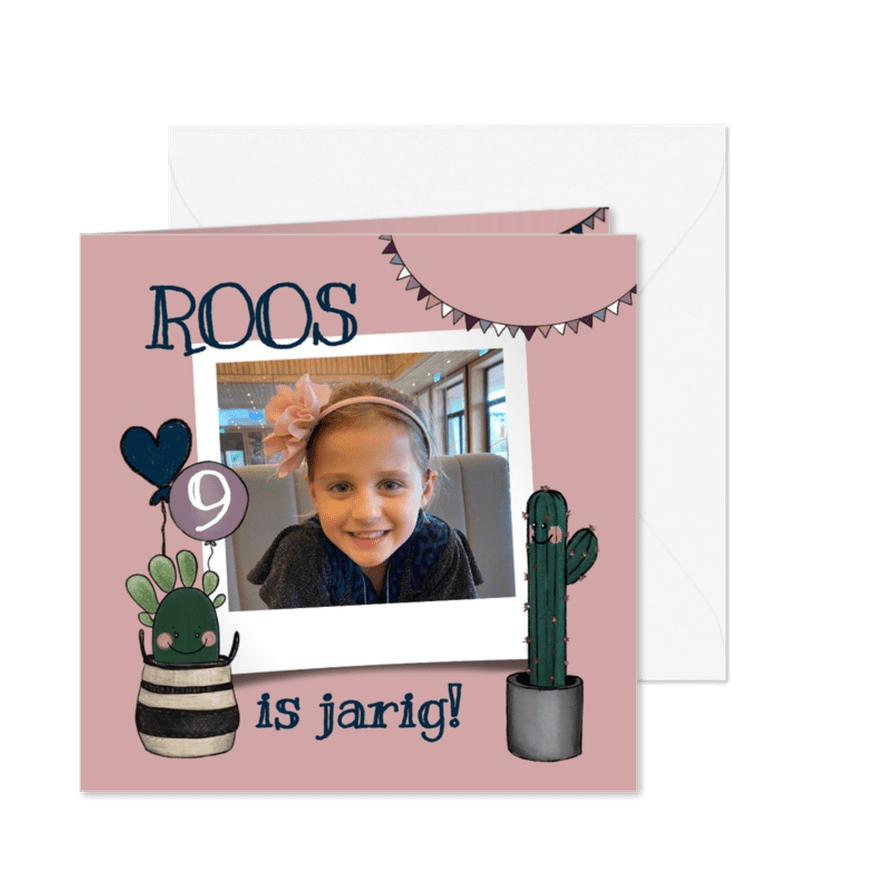 Vrolijke uitnodiging verjaardagsfeestje met cactussen - Kaartimpressie