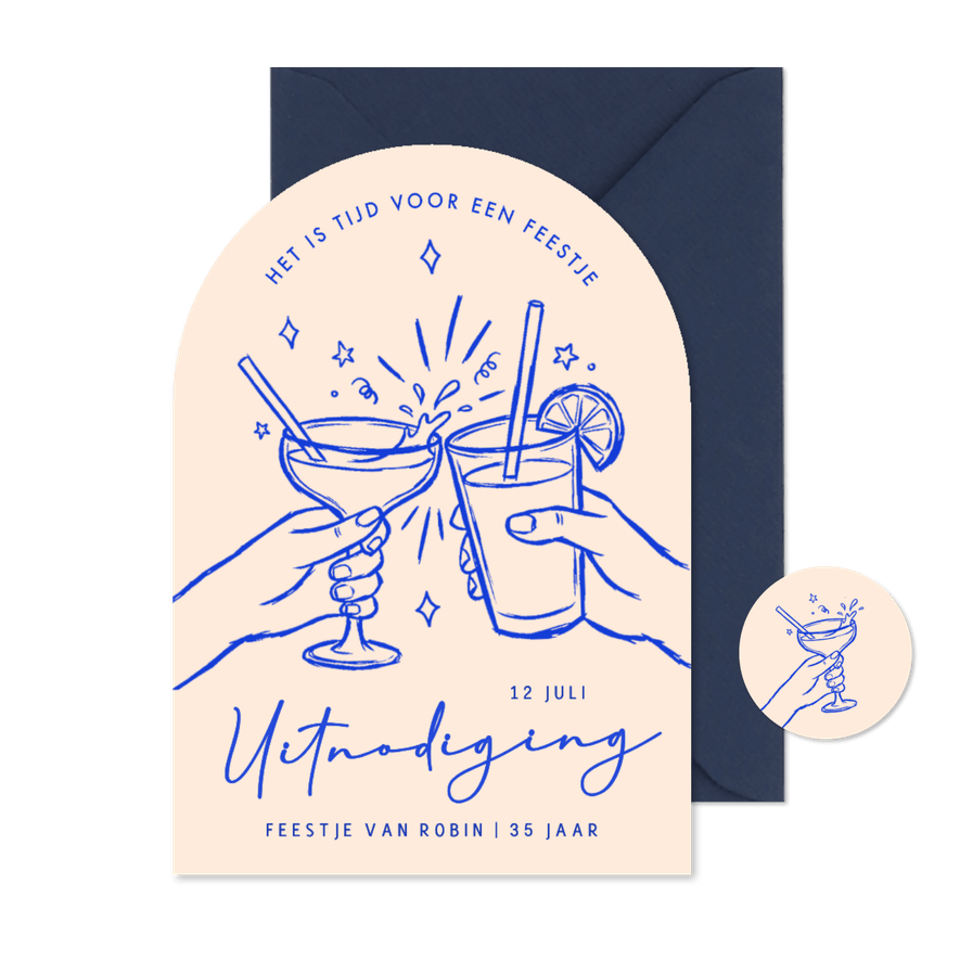 Vrolijke uitnodiging verjaardagsfeestje proost illustratie - Kaartimpressie
