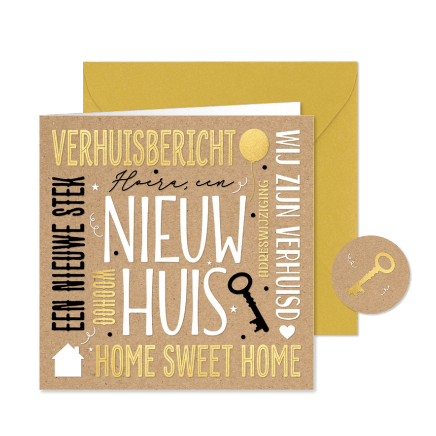 Vrolijke verhuiskaart Nieuw Huis - Kaartimpressie