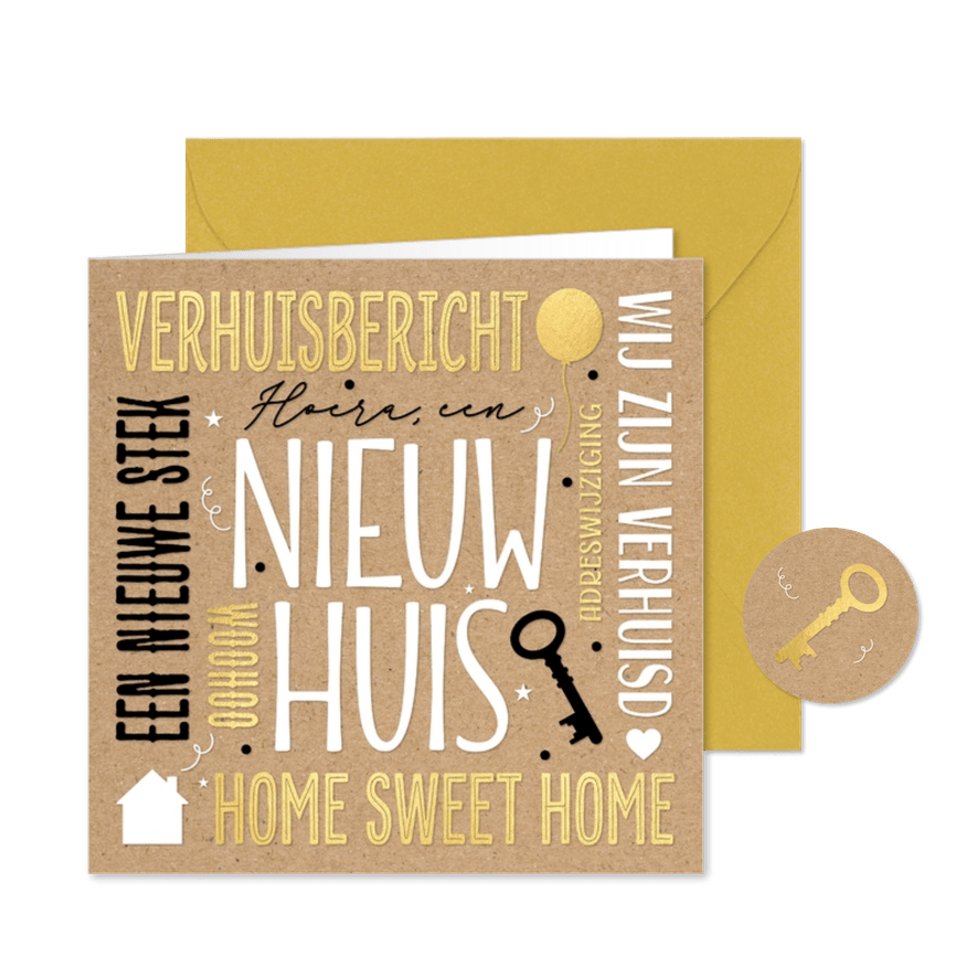 Vrolijke verhuiskaart Nieuw Huis - Kaartimpressie