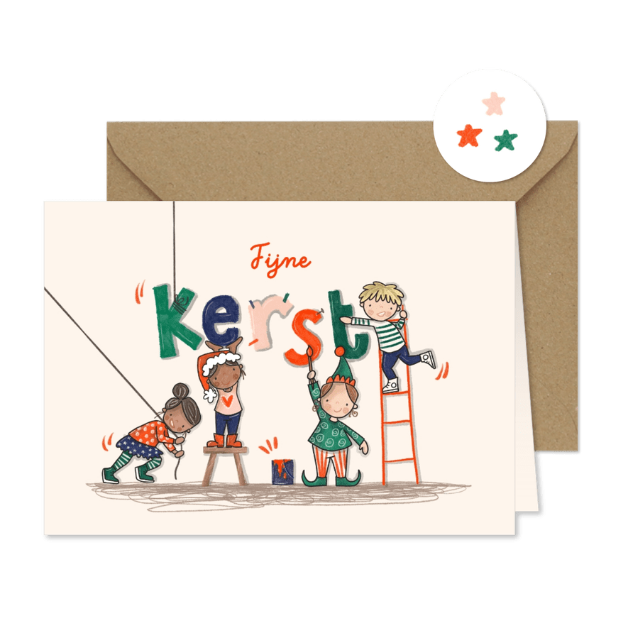 Vrolijke Zakelijke Kerstkaart Onderwijs - Kaartimpressie