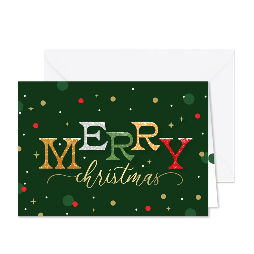 Vrolijke zakelijke kerstkaart typografie Merry Christmas - Kaartimpressie