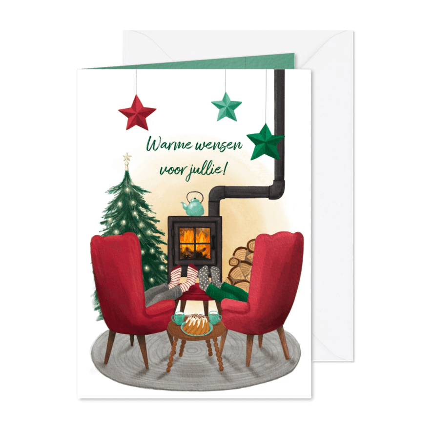 Warme wensen kerstkaart - Kaartimpressie