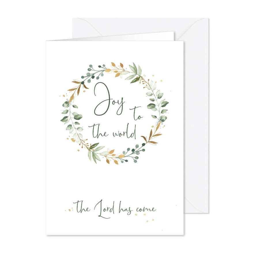 Watercolor kerstkaart Joy to the world  - Kaartimpressie