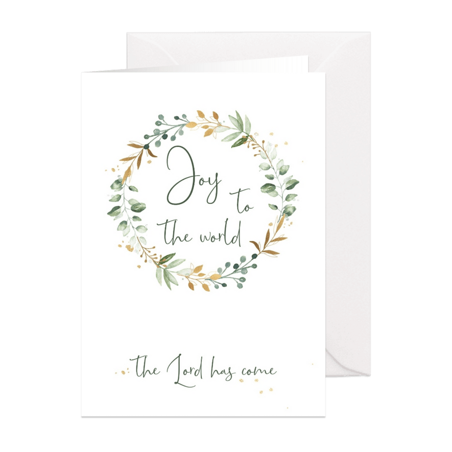 Watercolor kerstkaart Joy to the world  - Kaartimpressie